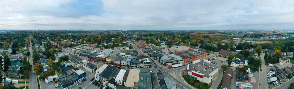 Aerial panorama of Elmira, Ontario, Canada