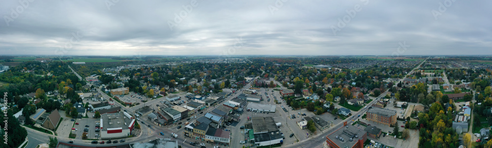 Aerial panorama scene of Elmira, Ontario, Canada