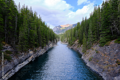 Cascade River flowing through Steward Canyon at Lake Minnewanka in Banff National Park, Canada
