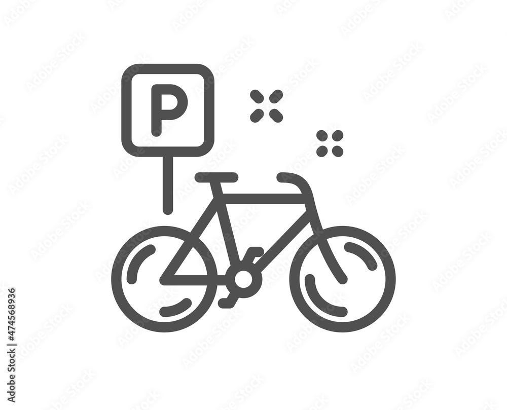 Fototapeta premium Bike line icon. Bicycle parking sign. Urban traffic symbol. Quality design element. Linear style bike icon. Editable stroke. Vector
