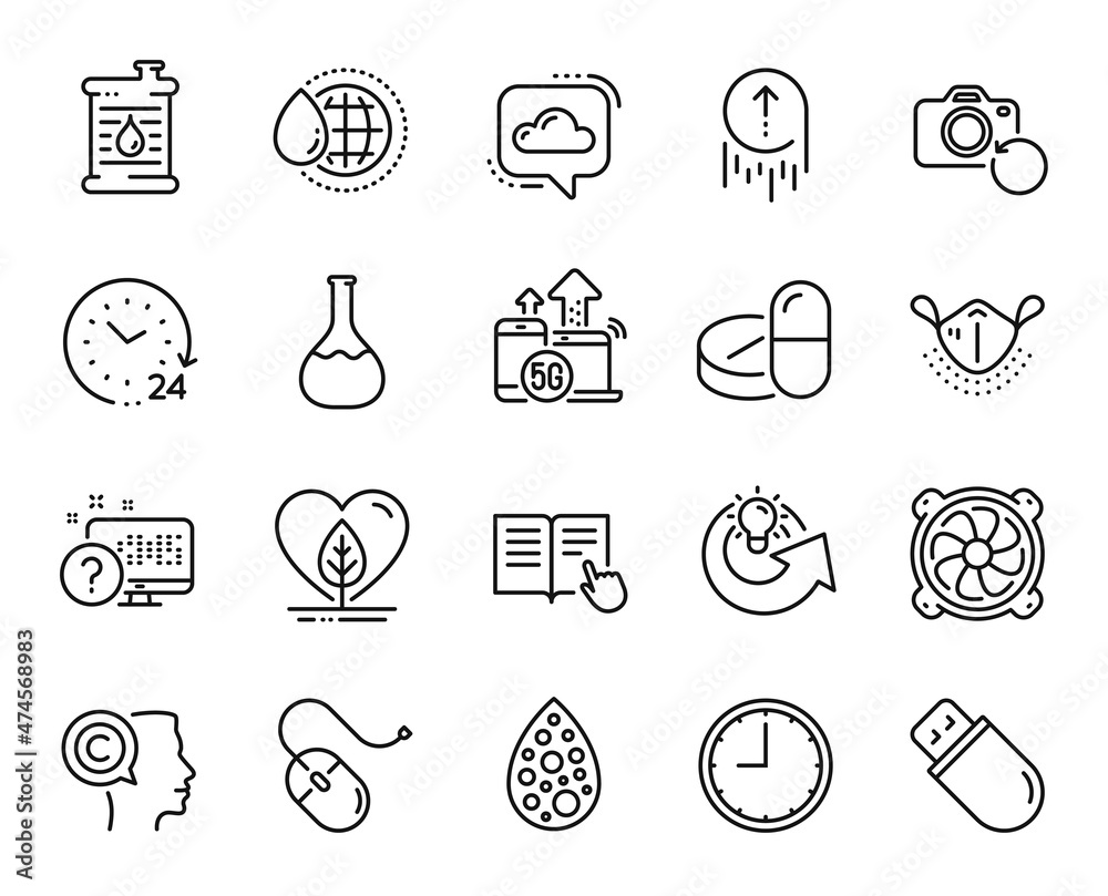 Vector set of Usb stick, Medical mask and Local grown line icons set