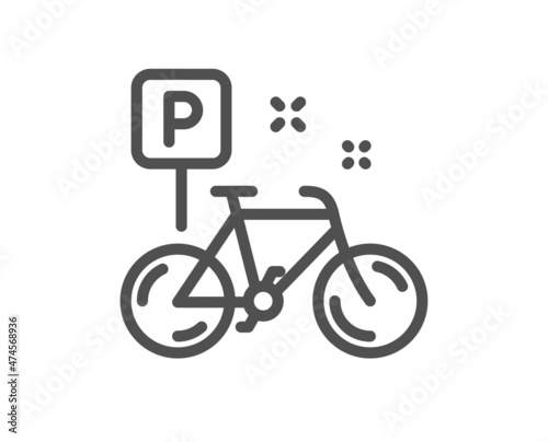 Bike line icon. Bicycle parking sign. Urban traffic symbol. Quality design element. Linear style bike icon. Editable stroke. Vector