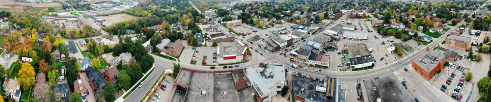 Obraz premium Aerial panorama of Elmira, Ontario, Canada downtown