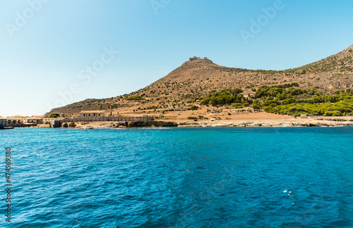 View of the Egadi Islands in the Mediterranean Sea in Sicily, province of Trapany, Italy