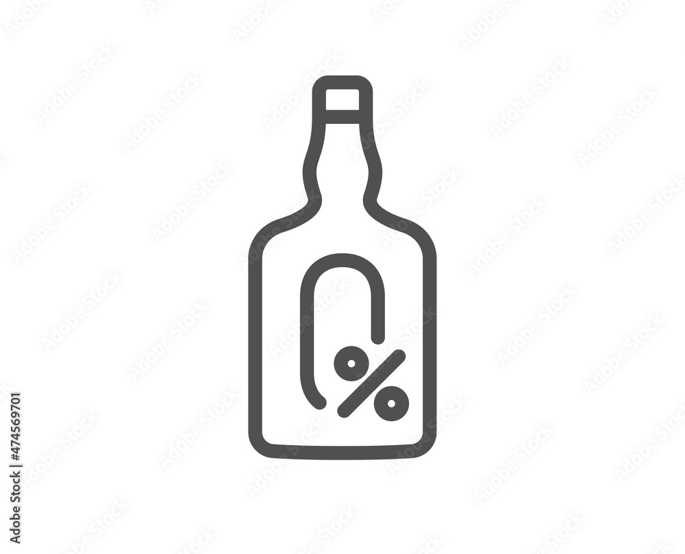 Alcohol free line icon. Whiskey bottle sign. Bar drink symbol. Quality design element. Linear style alcohol free icon. Editable stroke. Vector Alcohol free line icon. Whiskey bottle sign. Bar drink symbol. Quality design element. Linear style alcohol free icon. Editable stroke. Vector