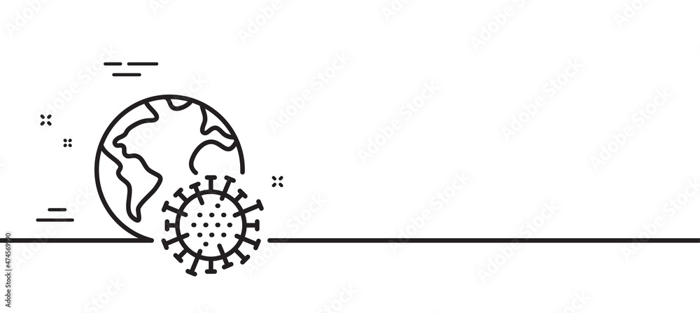 Coronavirus pandemic line icon. Covid virus sign. Global infection symbol. Minimal line illustration background. Coronavirus pandemic line icon pattern banner. White web template concept. Vector