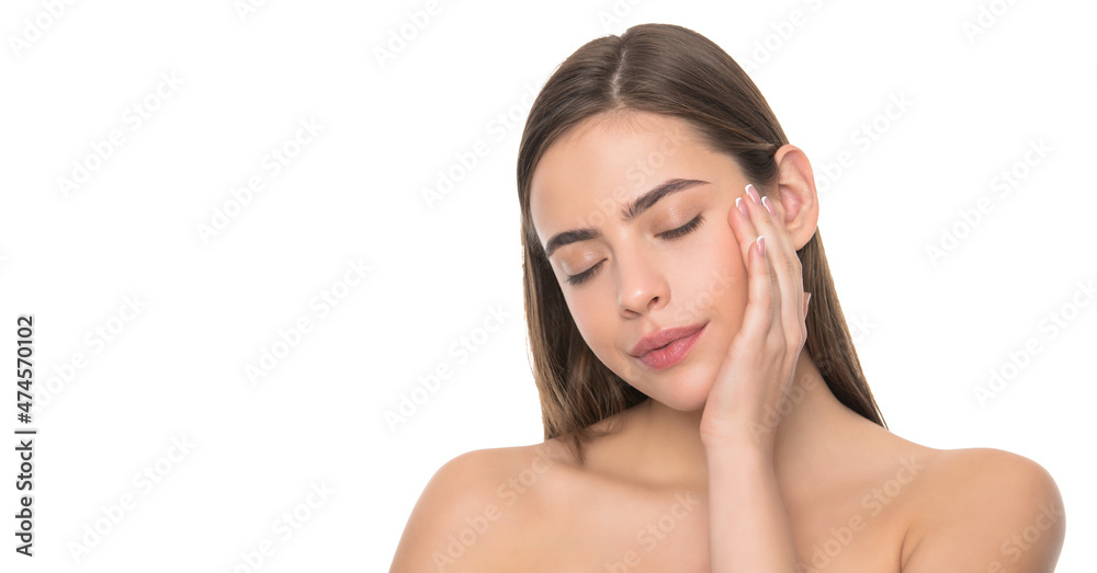daily habit and personal care. skincare beauty. copy space. smooth and soft female skin.