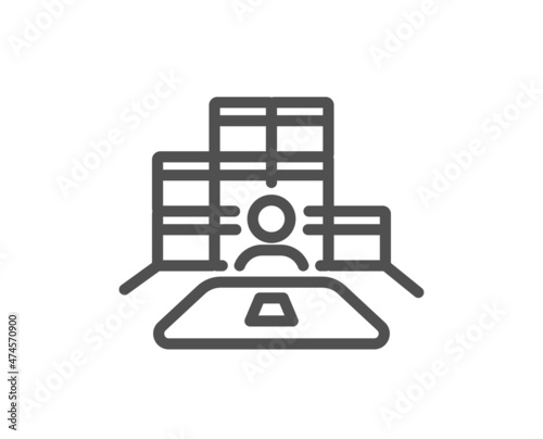 Inventory line icon. Warehouse manager sign. Wholesale boxes symbol. Quality design element. Linear style inventory icon. Editable stroke. Vector
