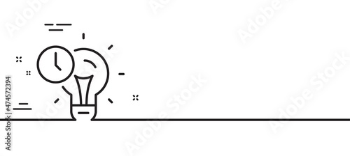 Time management line icon. Idea lightbulb sign. Clock symbol. Minimal line illustration background. Time management line icon pattern banner. White web template concept. Vector