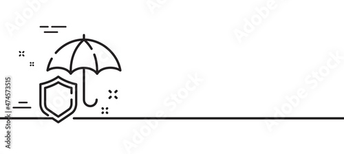 Umbrella line icon. Rain defence sign. Safe insurance symbol. Minimal line illustration background. Umbrella line icon pattern banner. White web template concept. Vector