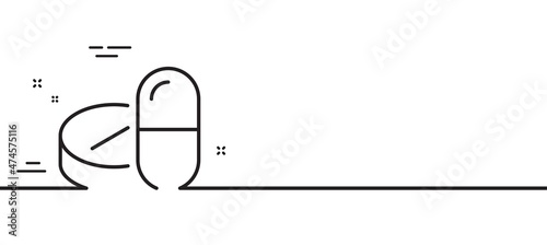 Medical drugs line icon. Medicine pills sign. Pharmacy medication symbol. Minimal line illustration background. Medical drugs line icon pattern banner. White web template concept. Vector