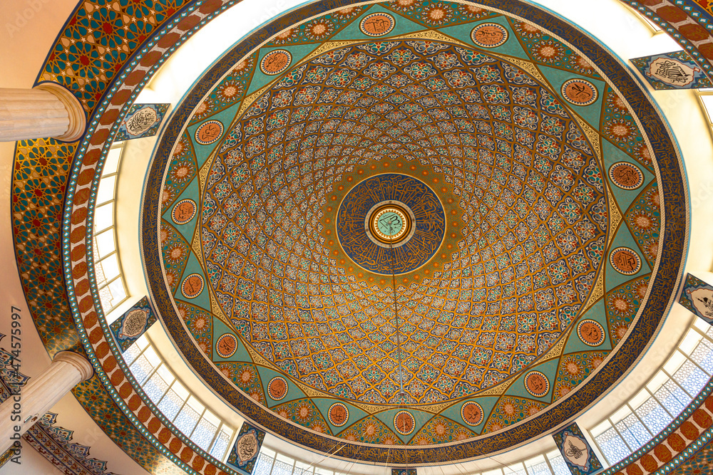 large dome of the mosque inside the building