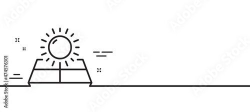 Sun energy line icon. Solar panels sign. Ecology power symbol. Minimal line illustration background. Sun energy line icon pattern banner. White web template concept. Vector