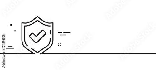Check mark line icon. Accepted or Approve sign. Tick shield symbol. Minimal line illustration background. Confirmed line icon pattern banner. White web template concept. Vector