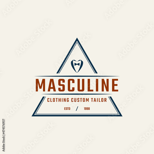 Classic Vintage Retro Label Badge for Clothing Apparel Gentleman and Masculine Logo Emblem Design Template Element