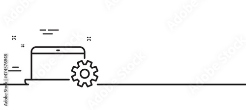 Laptop computer icon. Notebook Service sign. Portable personal computer symbol. Minimal line illustration background. Notebook Service line icon pattern banner. White web template concept. Vector