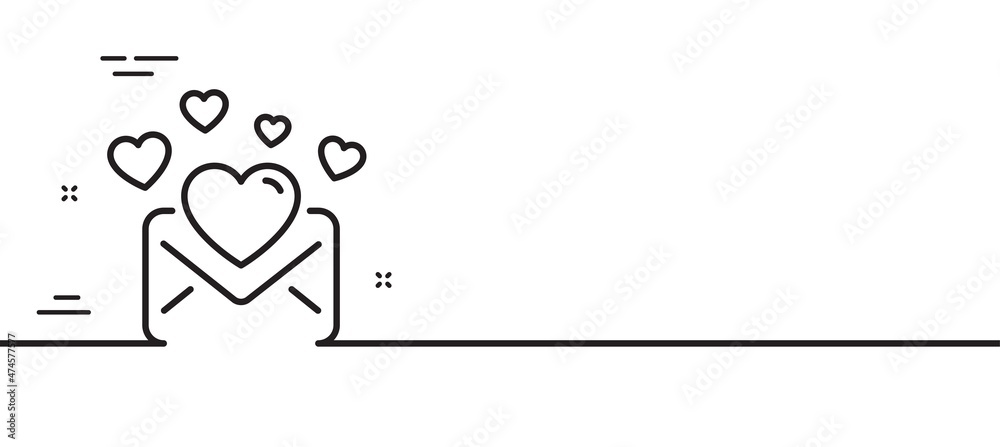Love Mail line icon. Valentines Message correspondence sign. E-mail symbol. Minimal line illustration background. Love Mail line icon pattern banner. White web template concept. Vector Love Mail line icon. Valentines Message correspondence sign. E-mail symbol. Minimal line illustration background. Love Mail line icon pattern banner. White web template concept. Vector