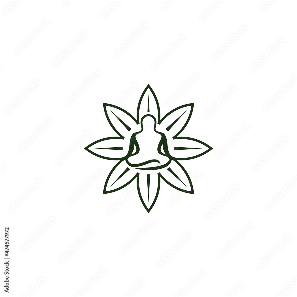 yoga logo vector template leaf people