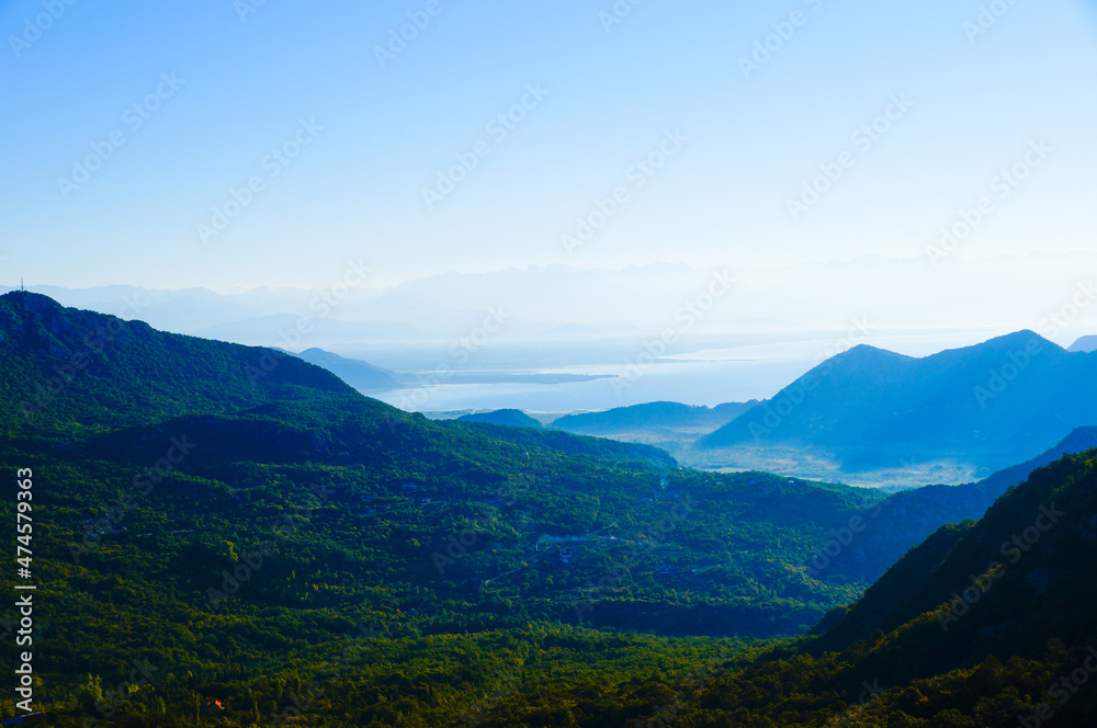 Mountain and sea view in Montenegro, landscape, panorama