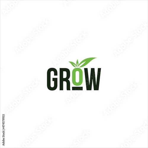 word grow logo vector plant template