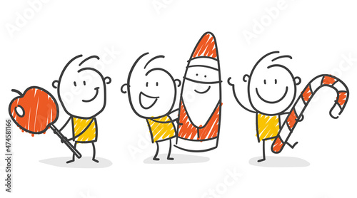 Strichfiguren / Strichmännchen: Weihnachten, Weihnachtsgeschenke. (Nr. 716)