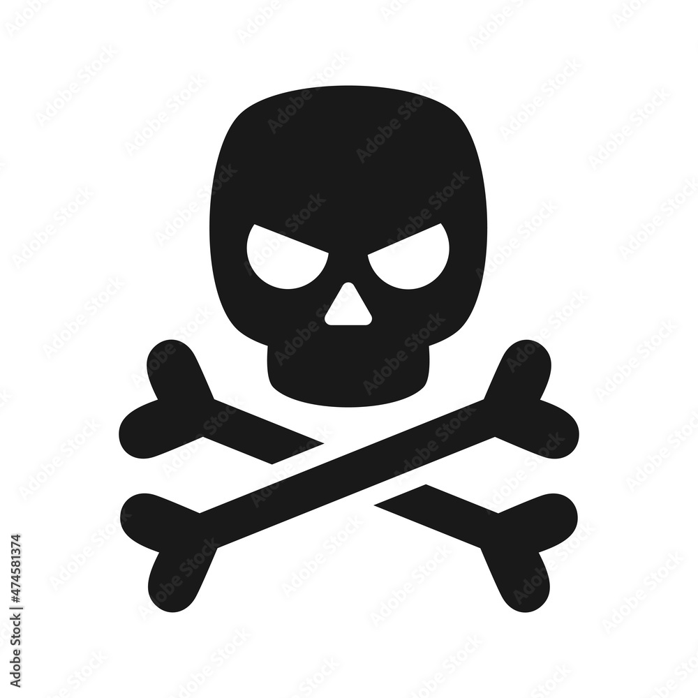 Simple cartoon evil skull with crossbones vector illustration Simple cartoon evil skull with crossbones vector illustration