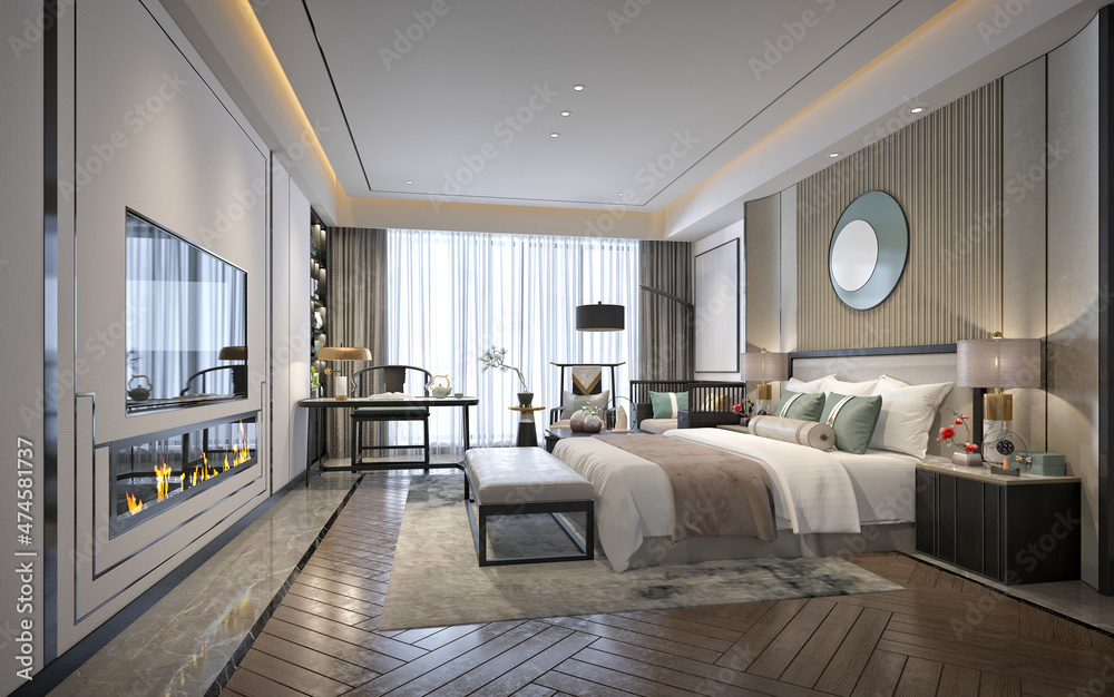 3d render of luxury hotel room, bedroom 3d render of luxury hotel room, bedroom