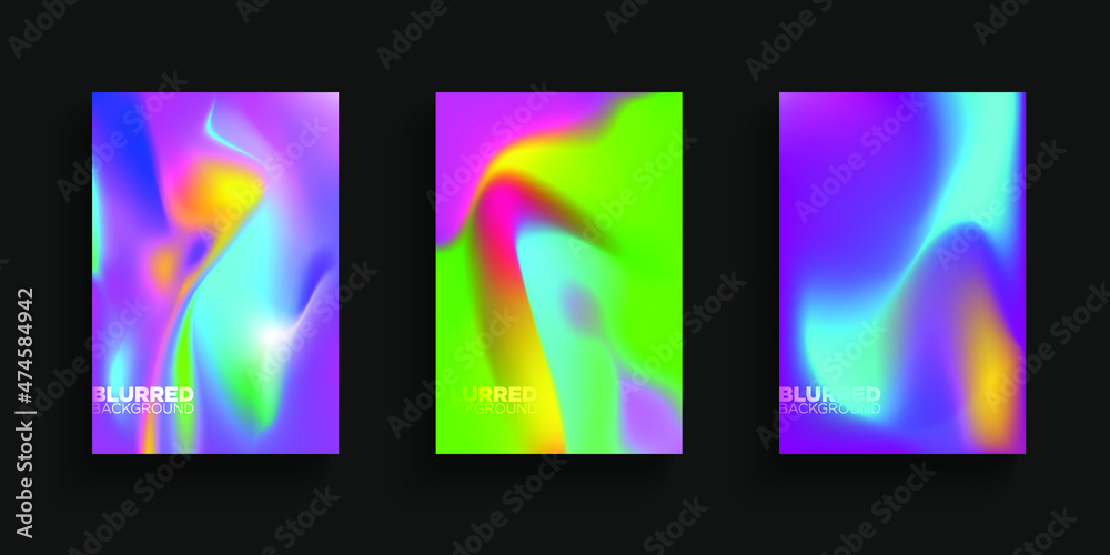 Blurred backgrounds collection with modern abstract blurred color gradient patterns. Templates set for brochures, posters, banners, flyers and cards. Set 1