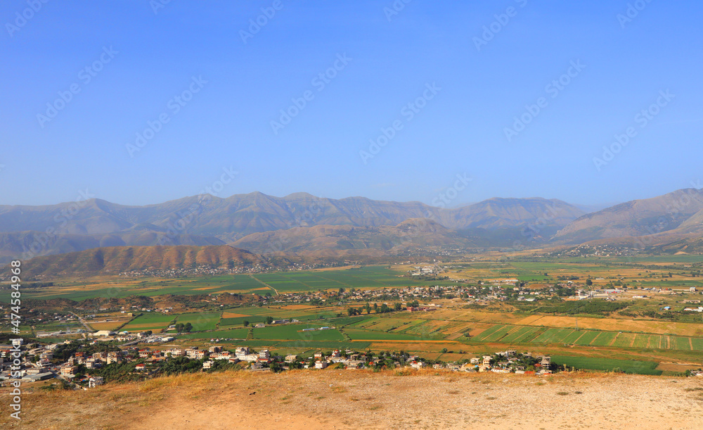 Panorama of the valley from hill in Saranda, Albania