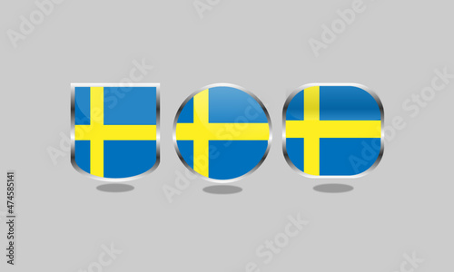 Free Download Sweden Flag Silver Shiny Badge Isolated - GFXLoad