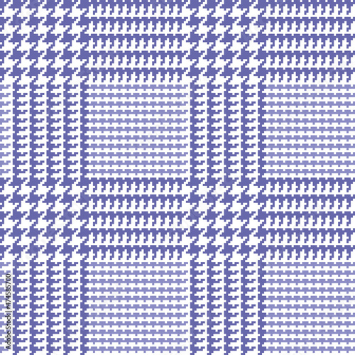 Periwinkle Glen Plaid Seamless Vector Pattern with 5x5 Houndstooth Check. 2022 Color Trend. Trendy High Fashion Print. Prince of Wales Check. Repeating Tile Swatch Included.