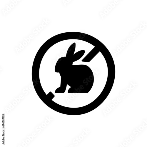 not tested on animal Icon in black flat glyph, filled style isolated on white background