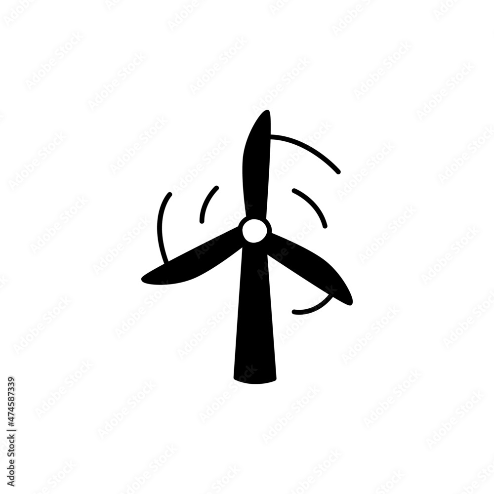 Wind Power Icon in black flat glyph, filled style isolated on white background Wind Power Icon in black flat glyph, filled style isolated on white background