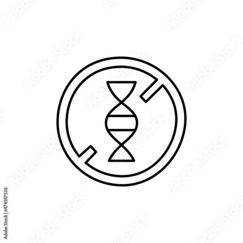 Non GMO Icon in flat black line style, isolated on white background