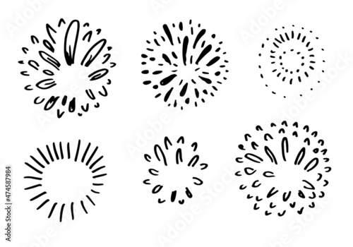 set of doodle firework isolated on white background hand drawn from firework.design elements. vector illustration.