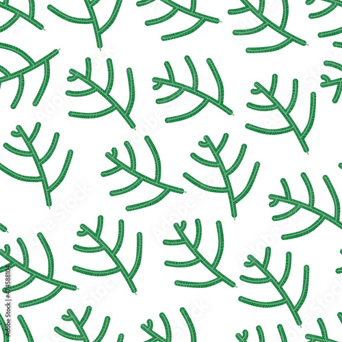 Fir tree branch seamless pattern, winter background. christmas holly, spruce branches