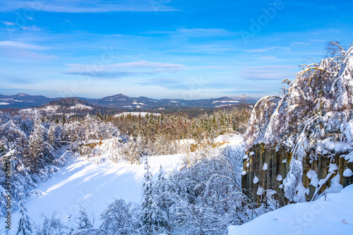 Scenic winter view of Lusatian Mountains photo