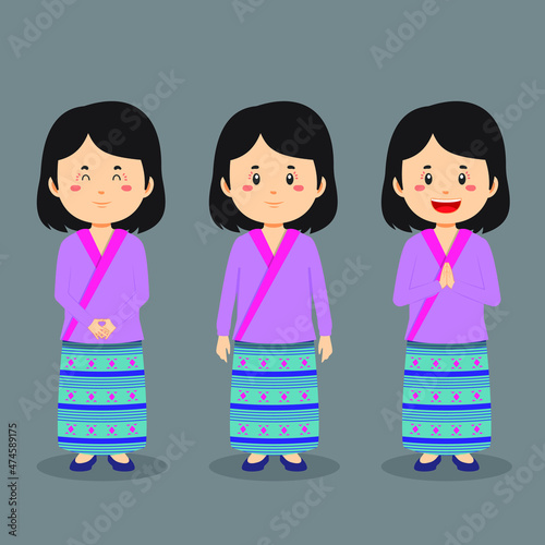 Bhutan Character with Various Expression