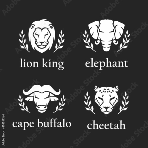 Set of Savannah Animal icon vector. Isolated on black background.