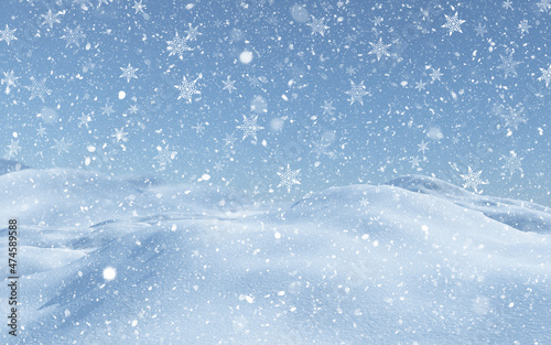Canvas-taulu 3D Christmas background with falling snow