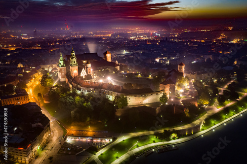 Wawel Royal Castle at night  Cracow  Poland