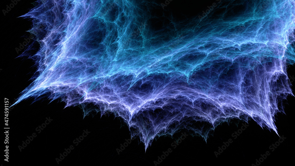 Abstract background, smooth blue lines on a black background Abstract background, smooth blue lines on a black background