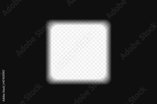 Old cinematic frame overlay texture on transparent background. Blurred vintage film strip. Vector illustration of retro camera roll, square border