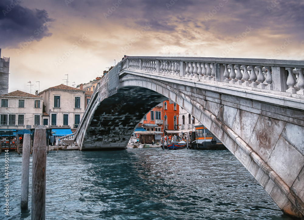Bridge in Venice over the canal on a cloudy day