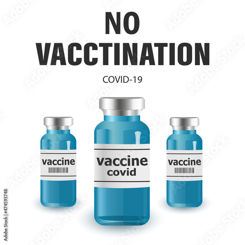 Against vaccination. Vector icons and text isolated on white background
