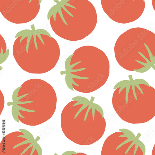 Tomato Vegetables seamless pattern. Vegetarian healthy bio food background, Vegan organic eco products. Vector illustration