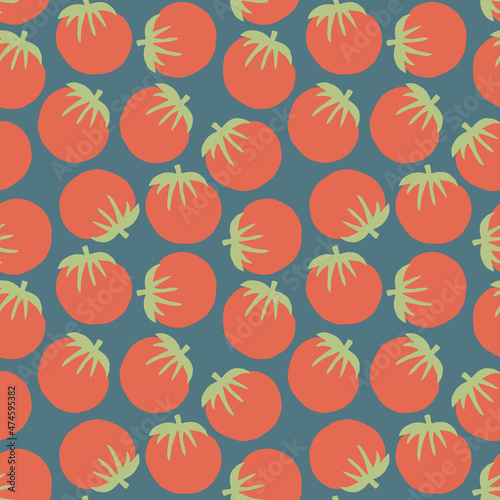 Tomato Vegetables seamless pattern. Vegetarian healthy bio food background, Vegan organic eco products. Vector illustration