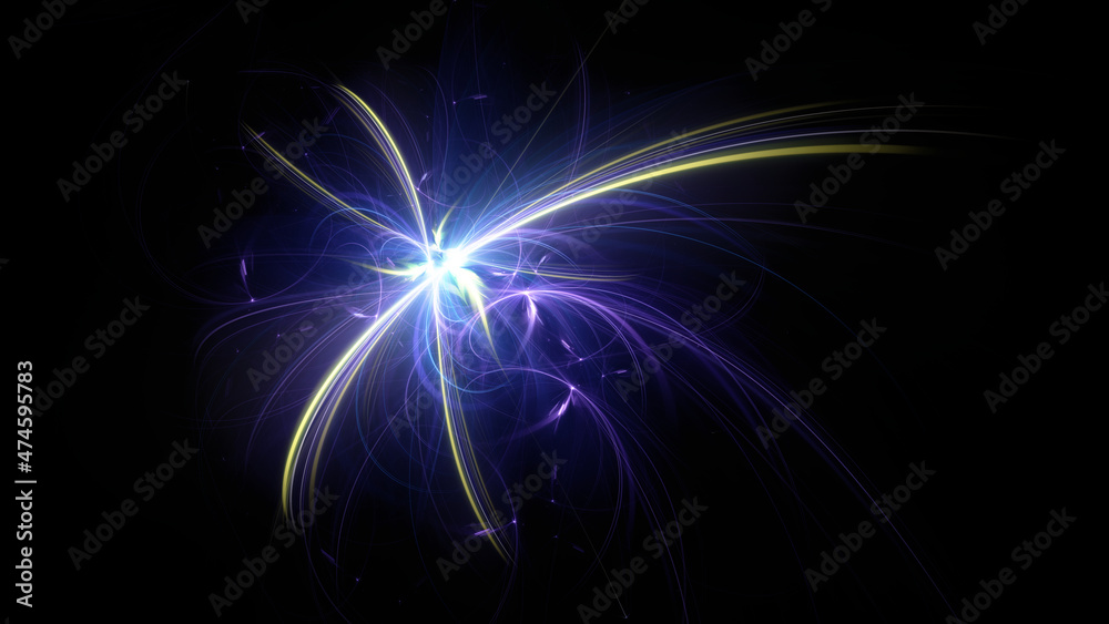 Fototapeta premium Abstract background, smooth blue lines on a black background