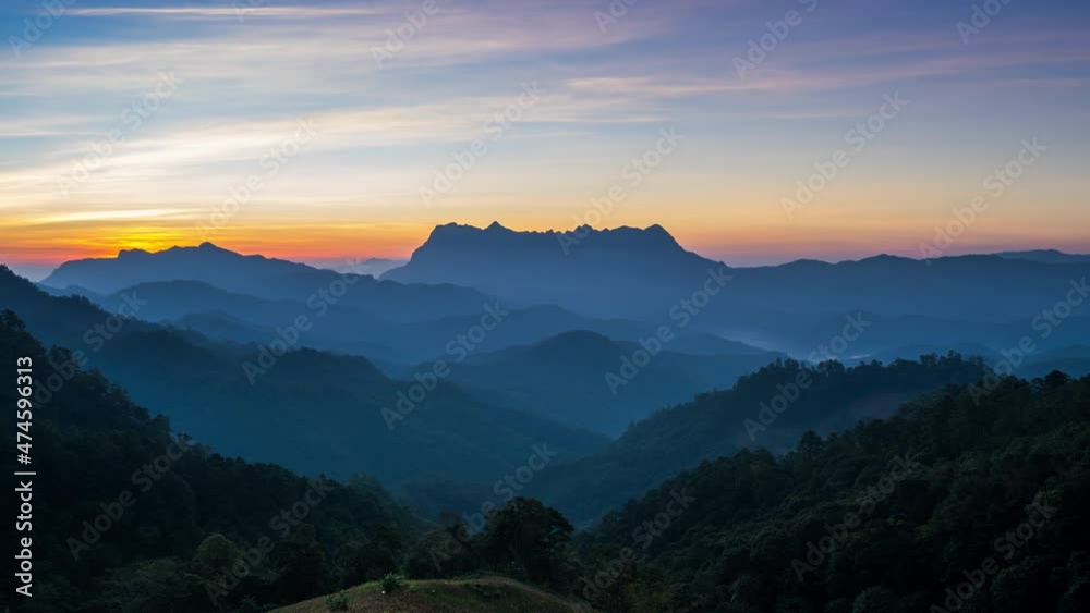 Time lapse of Doi Luang chiang dao mountains at sunrise from Ha doo bi viewpoint in Chiang mai, Thailand Time lapse of Doi Luang chiang dao mountains at sunrise from Ha doo bi viewpoint in Chiang mai, Thailand