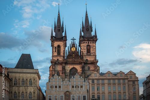 View of the beautiful and famous Church of Our Lady before Týn by the sunset - Prague, Czech Republic © Bernard Barroso